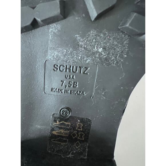 Chain Lug Chunky Loafers Women 7.5 Schutz Black Leather Sole Platform Shoes Edgy - Picture 9 of 10